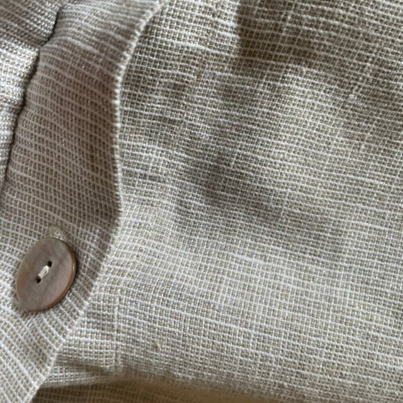 J, Jill Linen Beige Metallic Blend 3/4 Sleeve Button Up Blazer Jacket - Picture 6 of 10